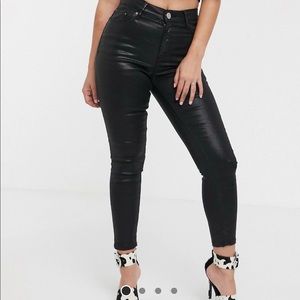 Asos Ridley High Waisted Jeans- Coated Black